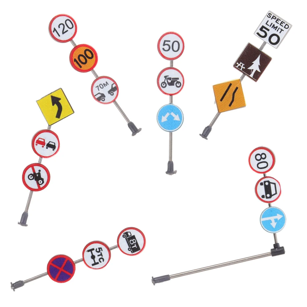 1 Set of 6 Pcs Plastic Traffic Signs Kids Model Traffic Road Sign Playthings