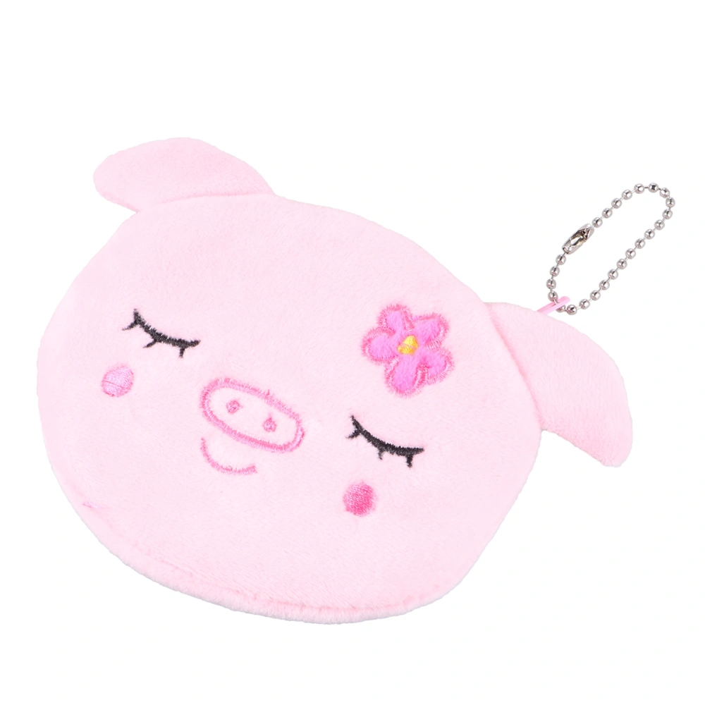 3pcs Pink Pig Shape Purse Short Coin Bag Small Zippered Wallet Fluffy Plush Change Bag Portable Key Storage Bag for Girls