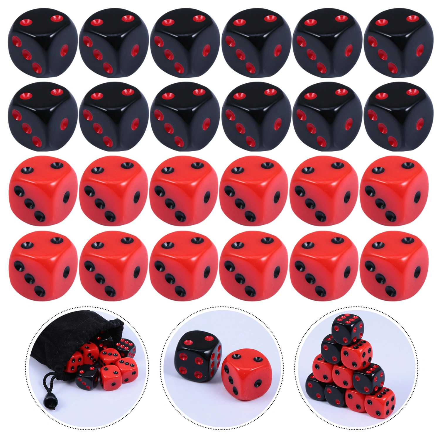 24pcs Novelty Colorful Acrylic  Dice Night KTV Supplies Party Dices (As Shown)