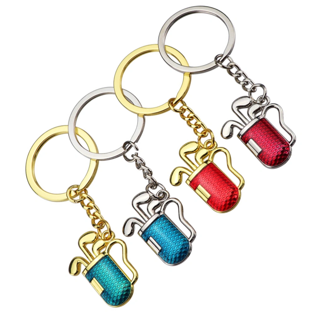 4pcs Adorable Golfing Basket Designed Key Ring Creative Key Holder Pendant