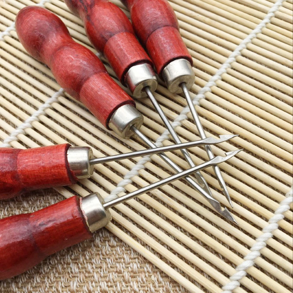 20pcs Wooden Handle Sewing Needles Double Gourd Awl Crochet Shoe Stitching Wire DIY Sewing Accessories