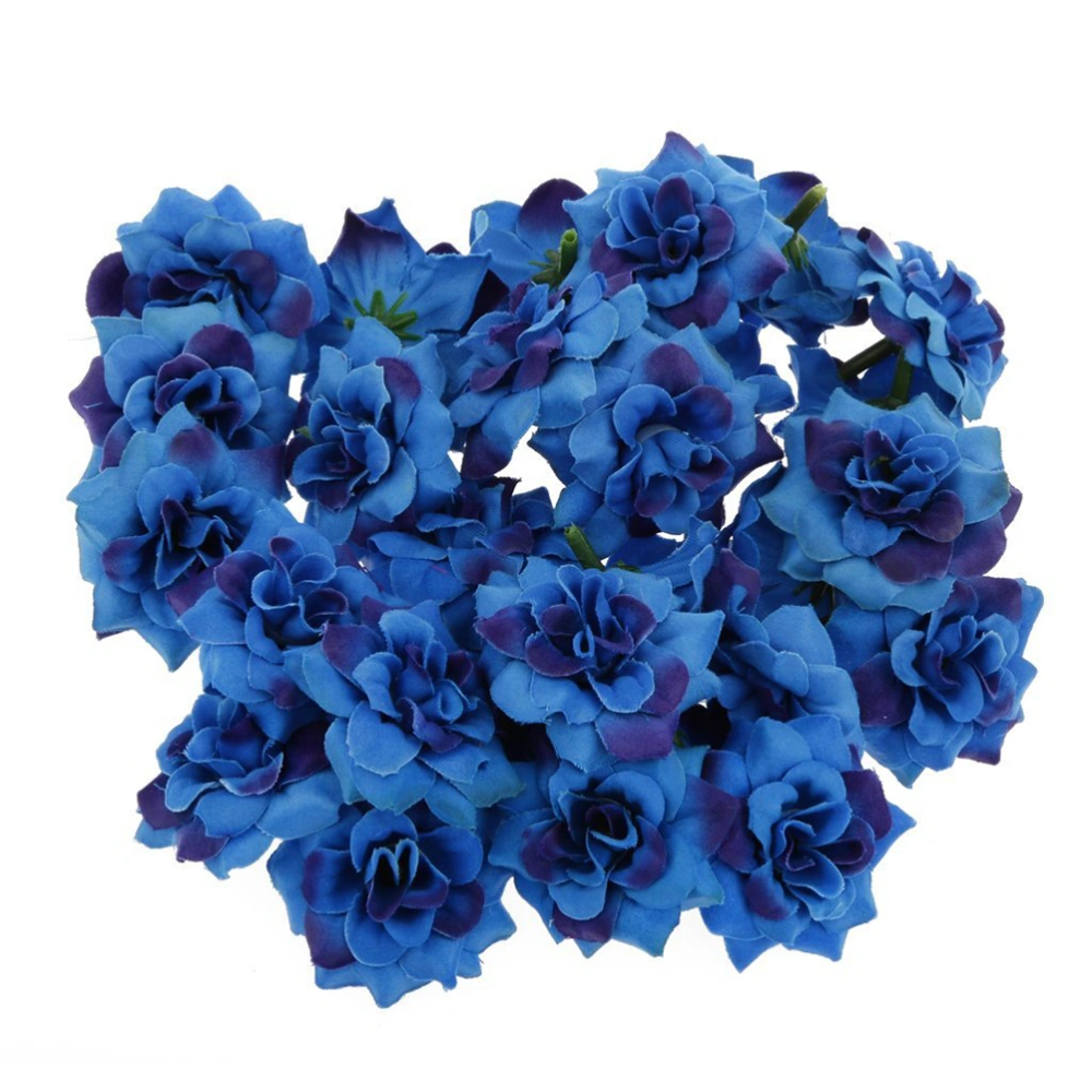 50pcs Artificial Faux Silk Stapelia Flower Heads Home Garden Party Decor (Blue)