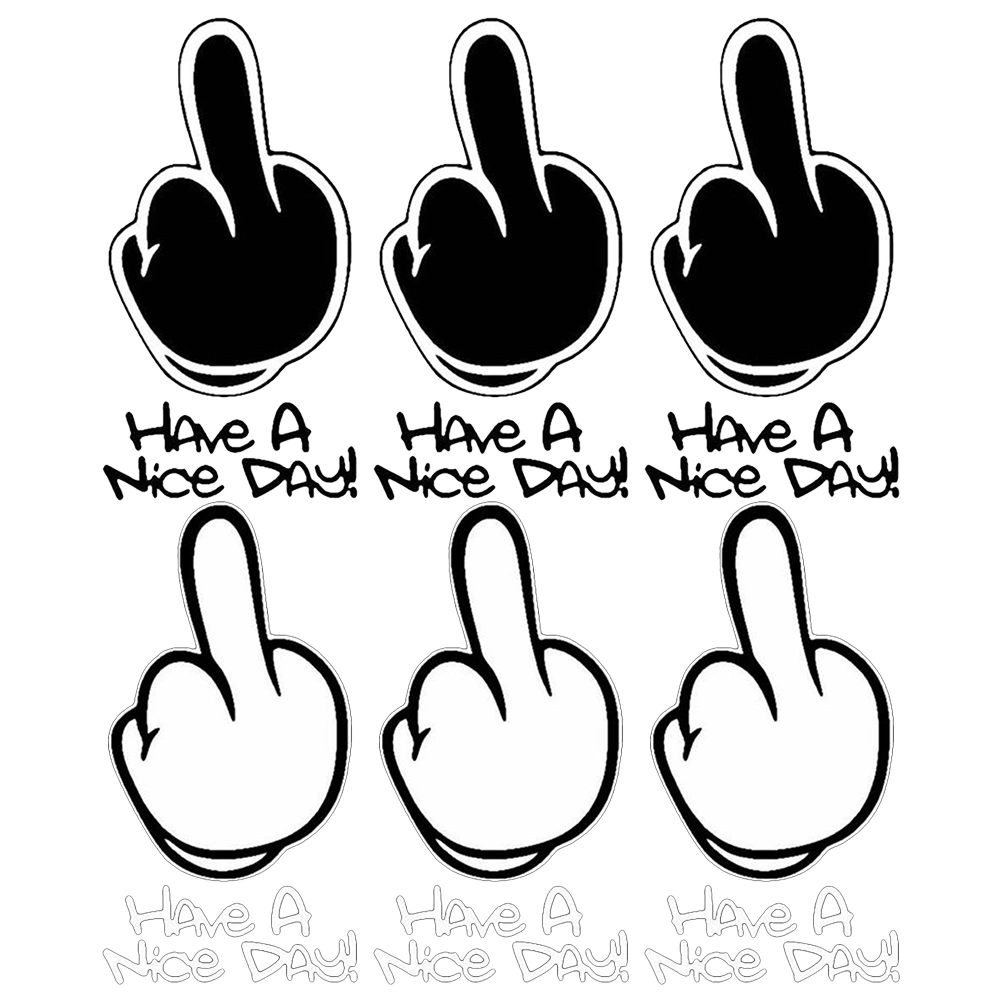 6pcs Middle Finger Car Sticker Funny Decals Cartoon Window Stickers For Trucks