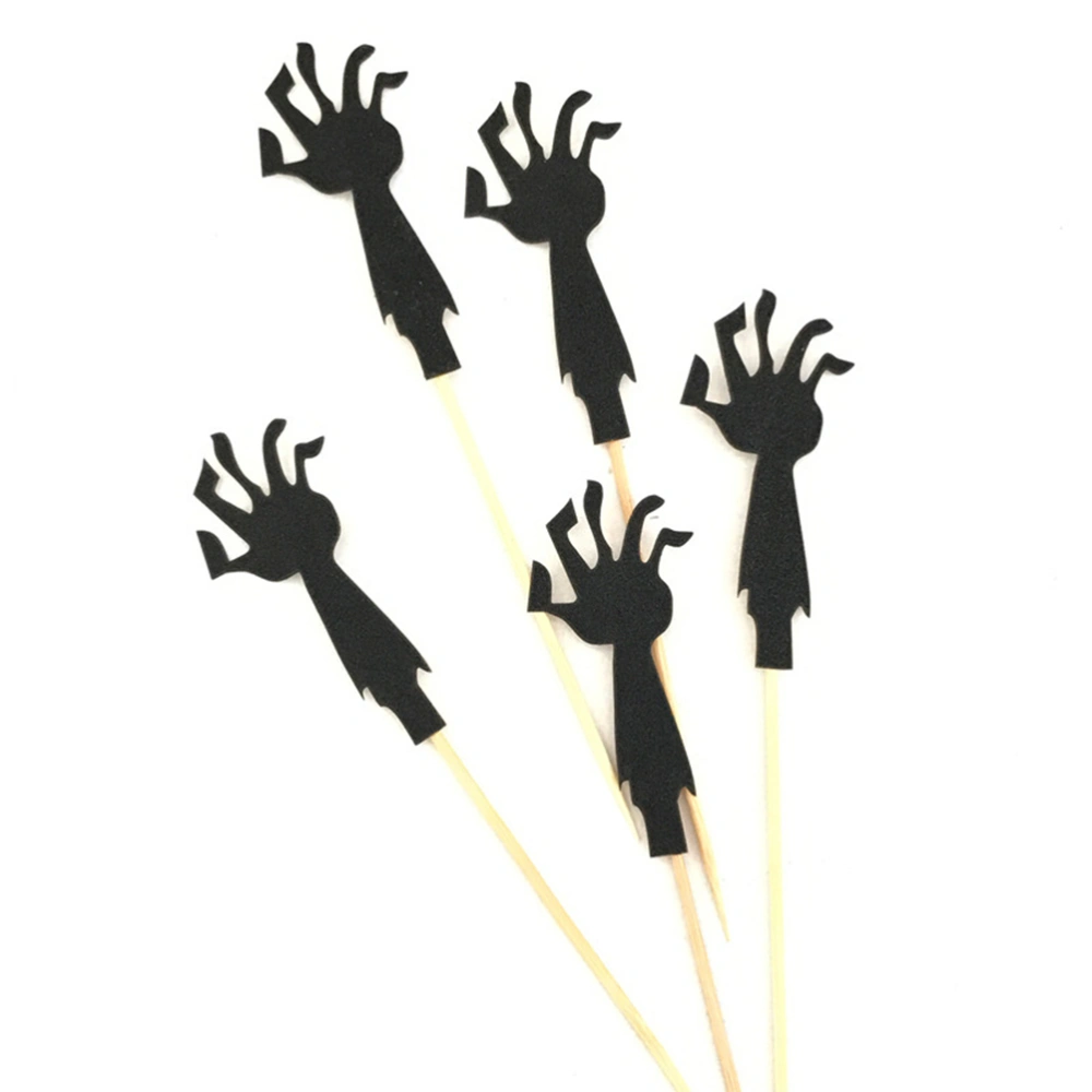 10PCS/Set Halloween Paper Zombie Arm Plaque Imitation Zombie Hand Cake Decoration Tool(Black)