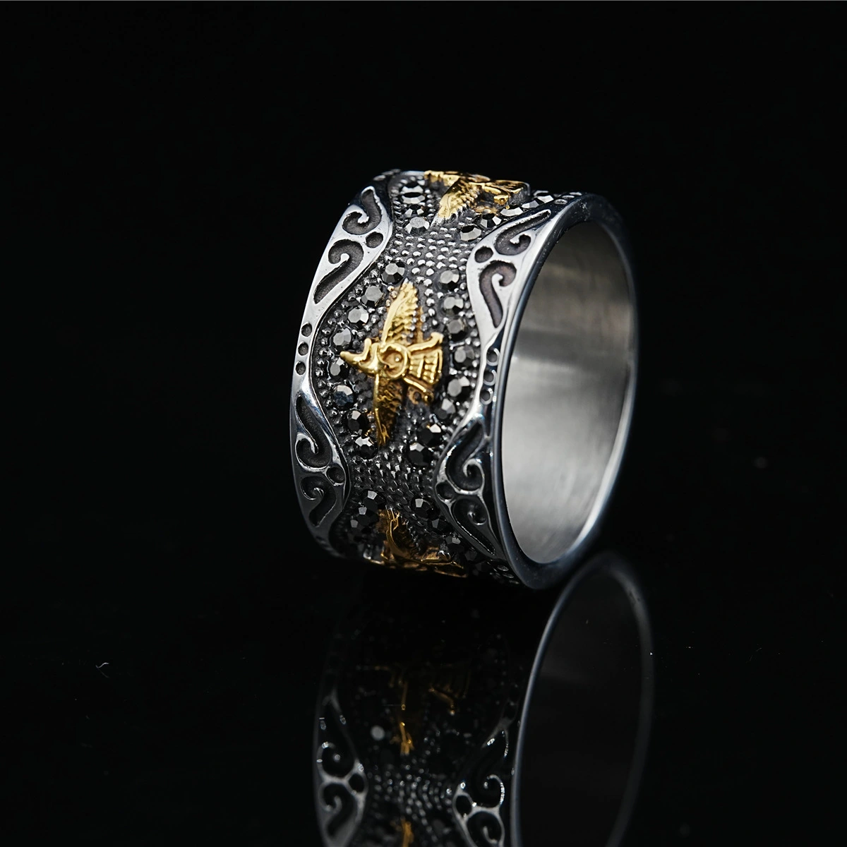 Retro Style Eagle Wings Personality Fashion Ring Alloy Non-fading