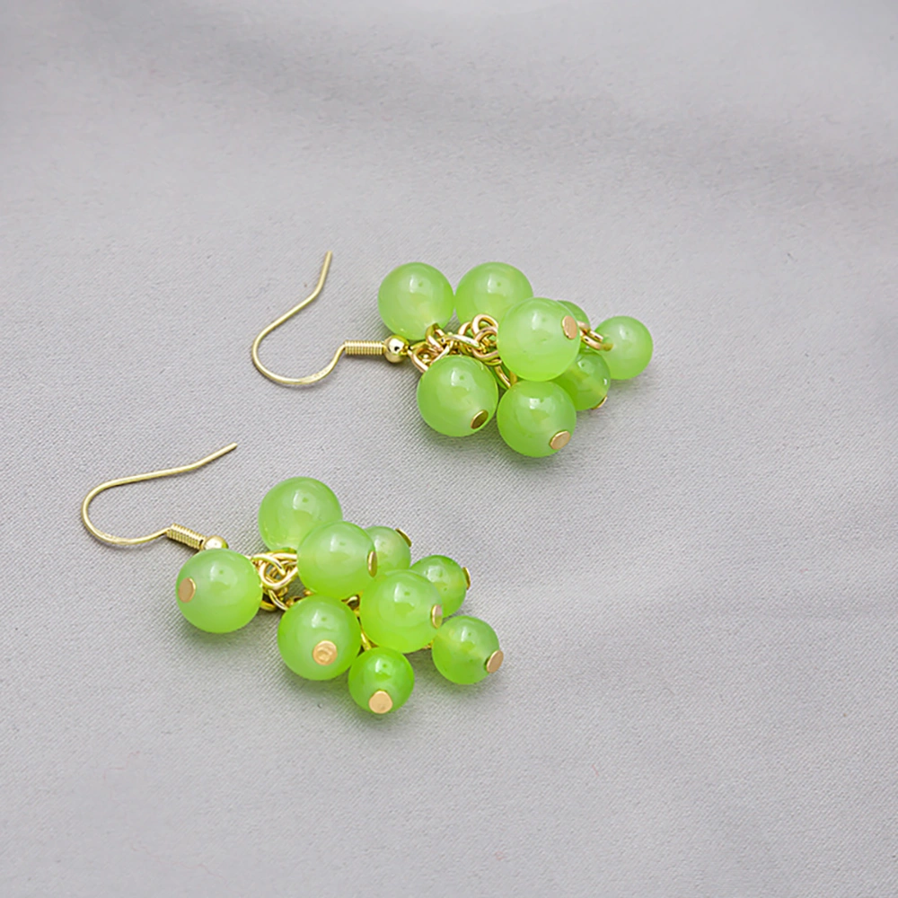 1 Pair of Fashion Handmade Earrings Decorative Grape Shaped Pendant Ear Jewelry