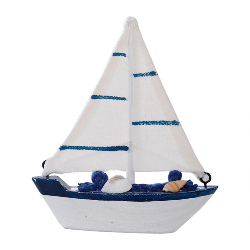 Wooden Sailboat Ornament Mediterranean Style Sailboat Model Wooden Craft Home Table Decoration