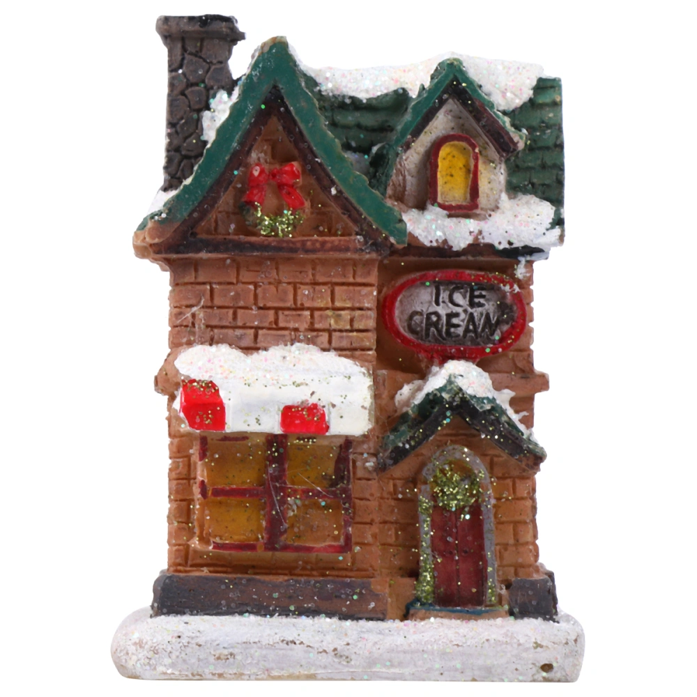 1Pc Christmas Luminous House with LED Light Resin Villa Craft Party Ornament