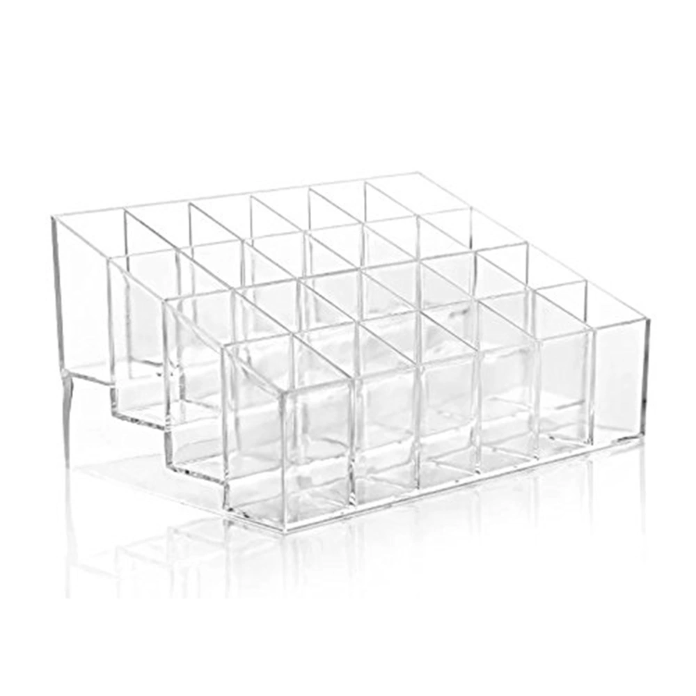 24 Divisions Clear Transparent Arylic Cosmetic Organizer Lipstick Brushes Holder Ladder Display Stand Makeup Jewelry Storage Box Container (Size S)