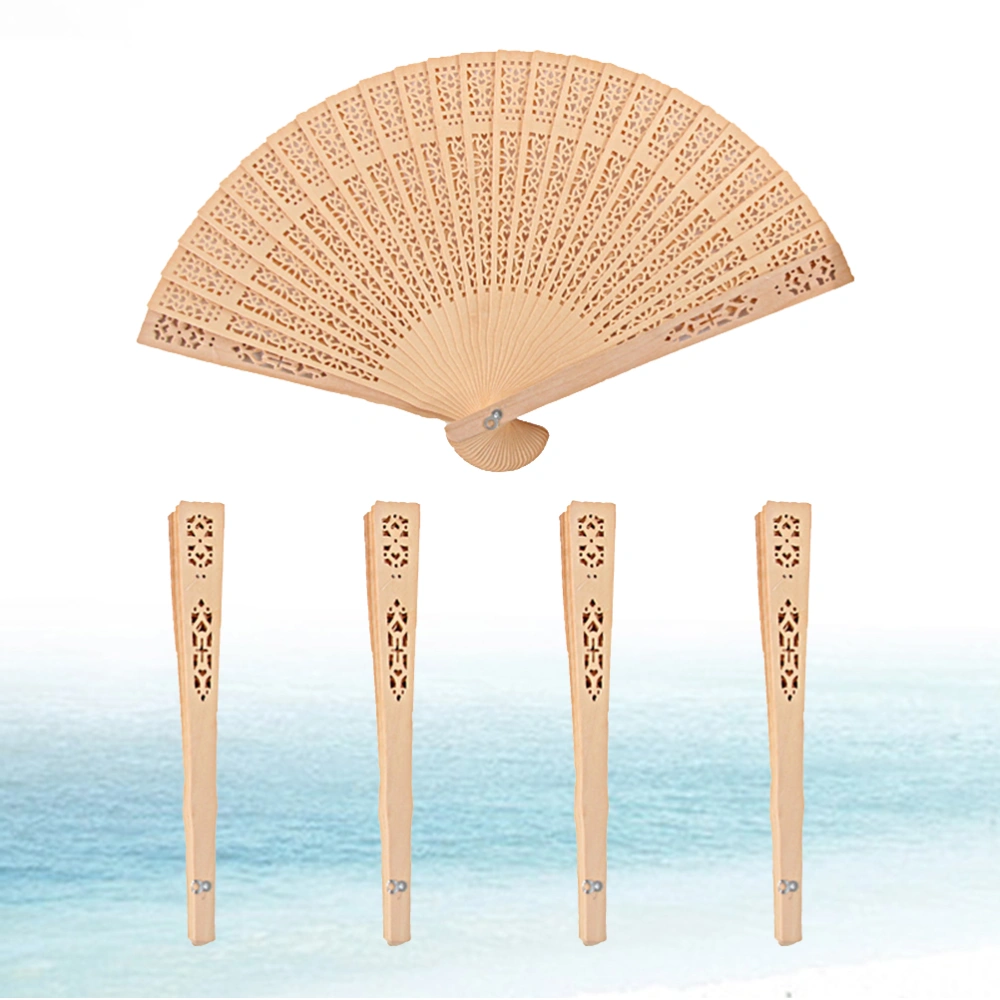 6pcs Decorative Fans Chinese Foldable Hollow Wood Fan for Home Decoration Crafts