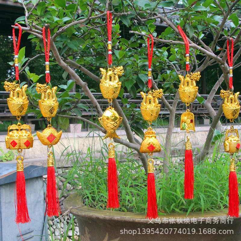 10Pcs Chinese New Year Pendant Bonsai Hanging Dragon Ornament Car Spring Festival Decorations Mixed Style