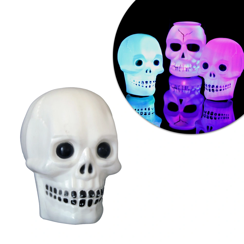 Halloween Decor Night Light Multicolor Skull Head Glowing Flashing Light Table Lamp Decorative Bedside Lamp for Home Decor Gifts (Ghost Head Night Light)