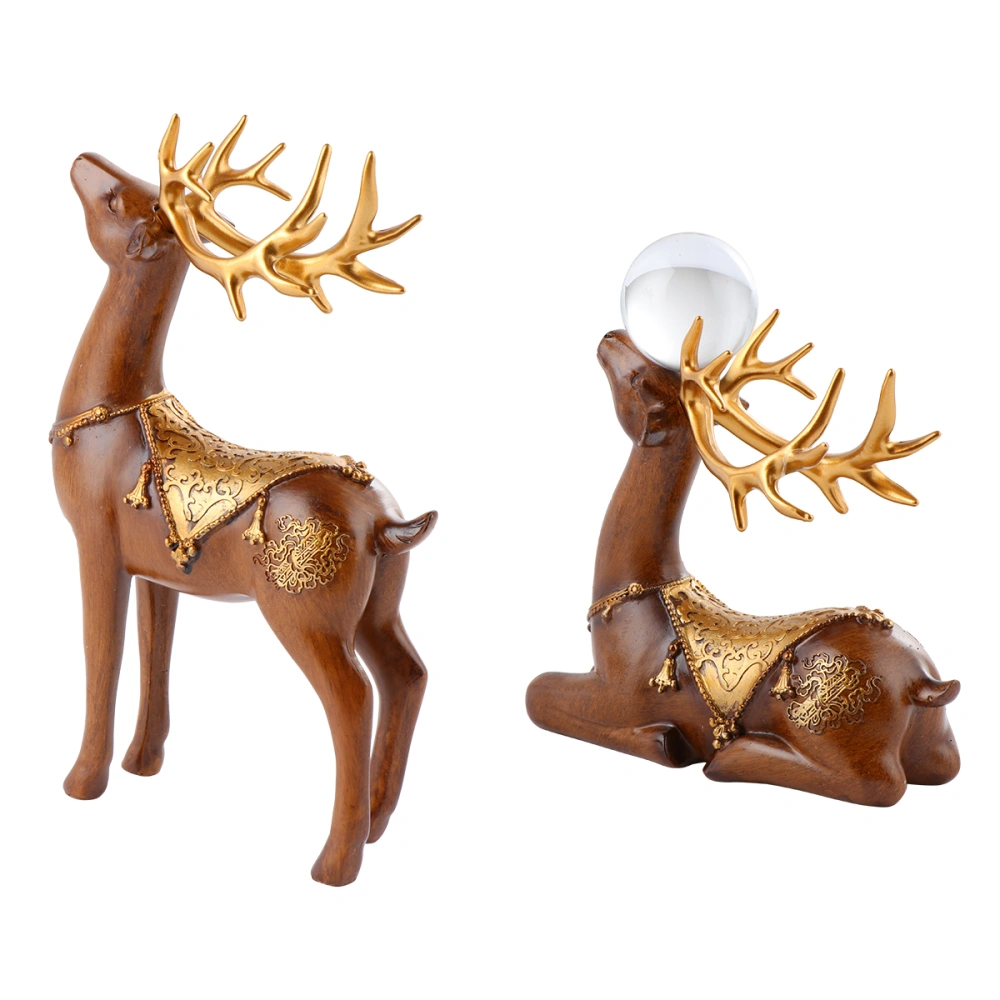 1 pair of Creative Resin Elk Model Desktop Ornament Cabinet Display Decoration