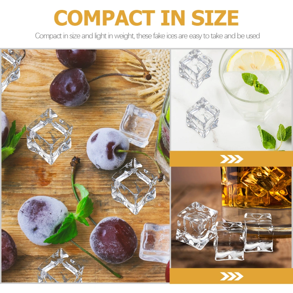 60pcs Acrylic Crystal Fake Ice Cubes Realistic Clear Ice Cubes Photo Props