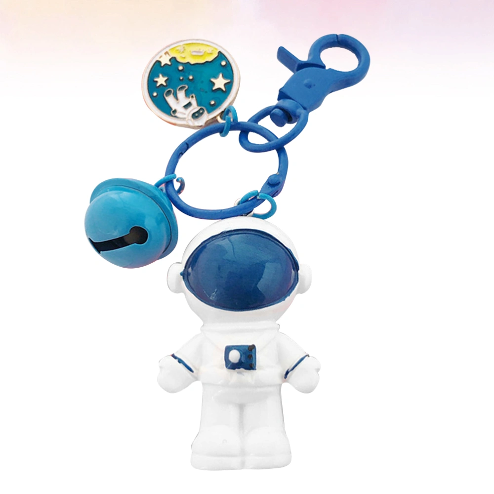 Adorable Astronaut Doll Keychain Bell Key Rings Hanging Keychain Ornament for Car Bag (Blue)