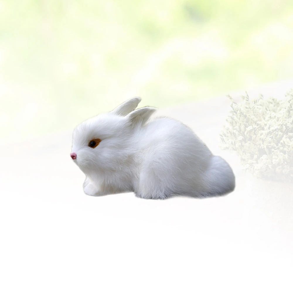 Simulate Lying Down Rabbit Miniature Bunny Toy Kids Birthday Gift Mini Rabbit Toy Lifelike Bunny Model Ornament Desktop Decorative Accessory Props for Easter(Random Color)