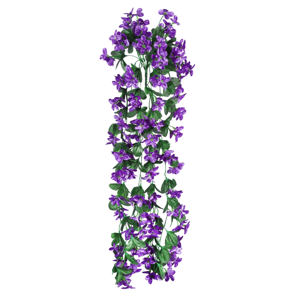 VORCOOL 4 Petals Artificial Flower Hanging Flowers Violet Simulation Vine Wedding Home Decoration (Deep Purple)