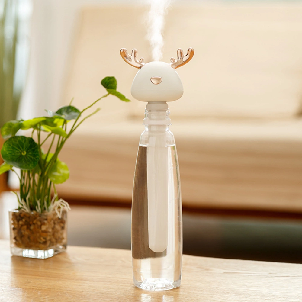 USB Portable Mini Humidifier Antlers Shape Mist Humidifier Travel Air Purifier for Travel Office Household Without Water Bottle (Light Yellow)