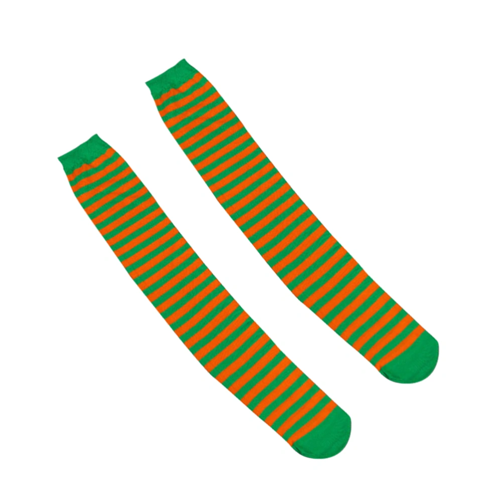 Sexy Stripe Socks St. Patrick's Party Long Socks Festival Party Stockings for Women Girls (Yellow and Green Stripe)