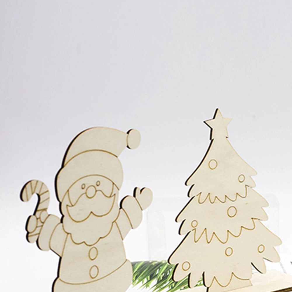 2pcs Xmas Decorations Wooden Art Accessories Christmas Supplies Ornaments Snowman A Style