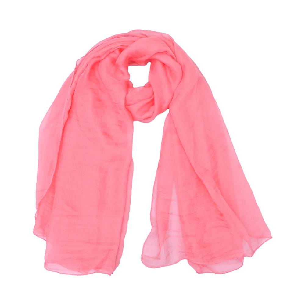 Stylish Solid Color Chiffon Scarf Silk Sunscreen Long Scarves Sun Block Shawl Wraps For Women Girls 150 x 110 cm (Watermelon Red)