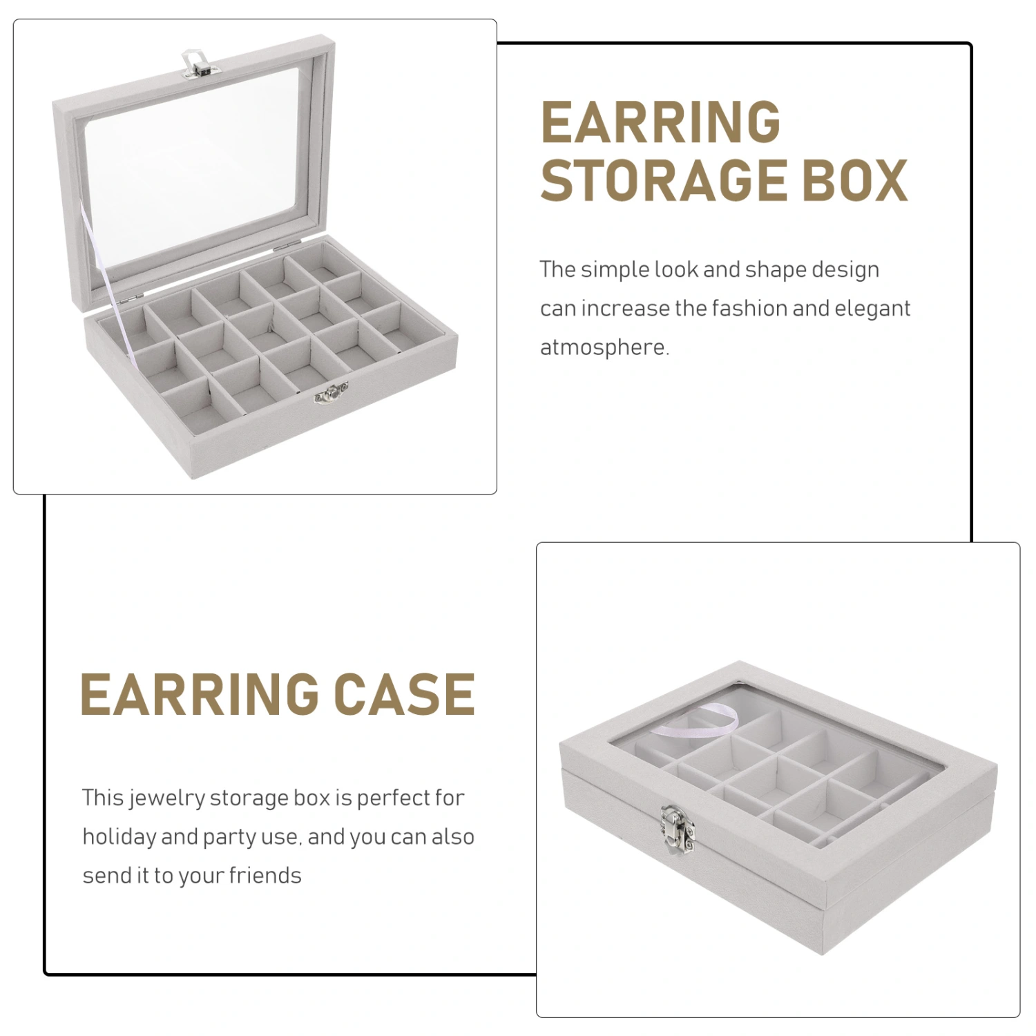 1Pc Multi-compartment Jewelry Storage Case Practical Earring Ring Display Box