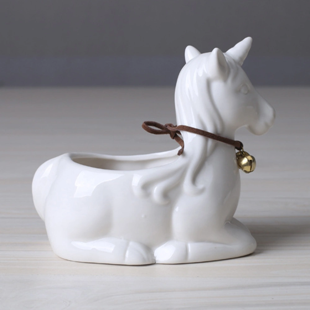 1pc Ceramic Cartoon Flower Pot Ceramics Succulent Plant Pot Container Unicorn Desktop Adornment for Home (White)