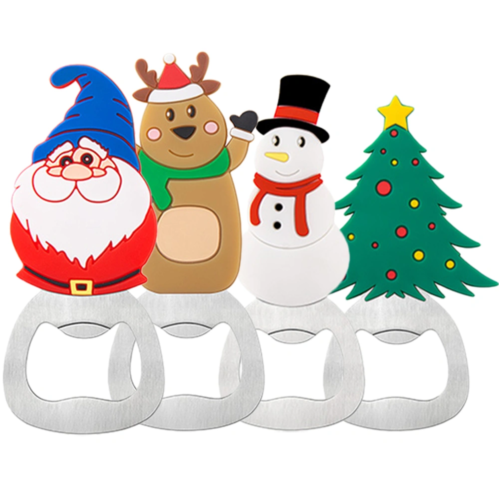 4Pcs Christmas Themed Bottle Openers Portable Beer Bottle Openers Christmas Party Gifts