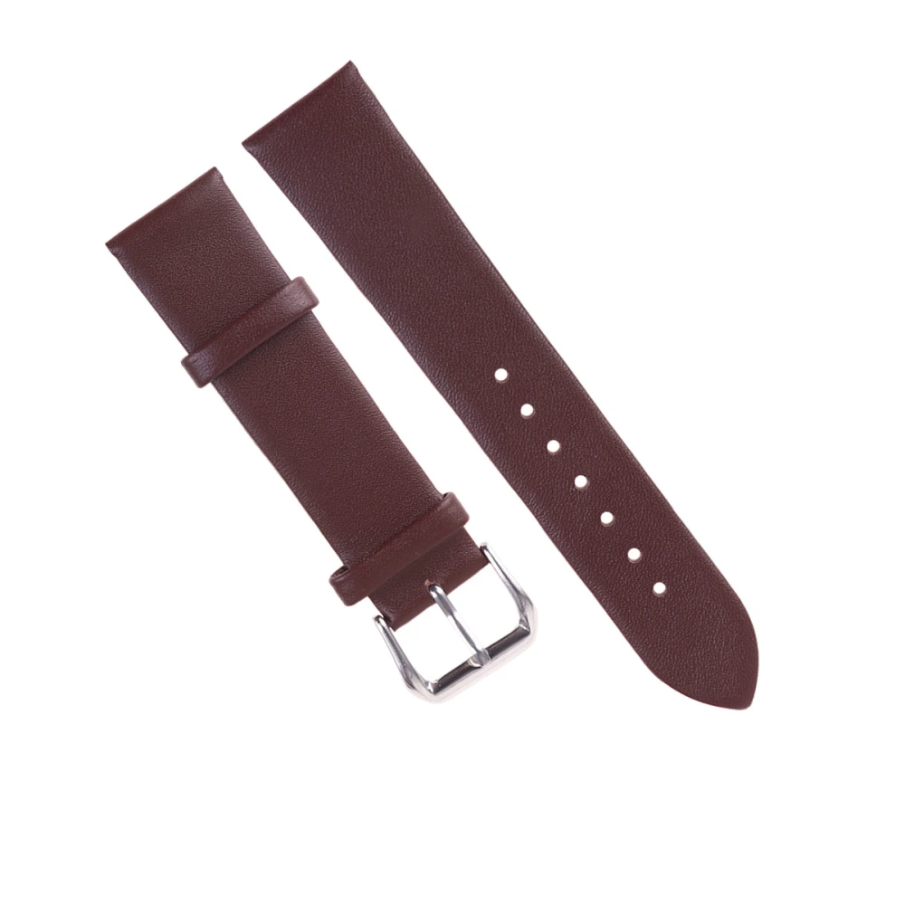 Genuine Leather Watch Band Simple Watch Wristband Replacement Band Strap with Silver Buckle (Brown-20mm)