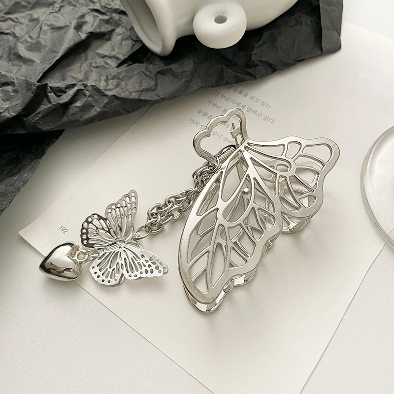 Hair Accessories Metal Three-dimensional Butterfly Grip Chain Love Heart Hairpin