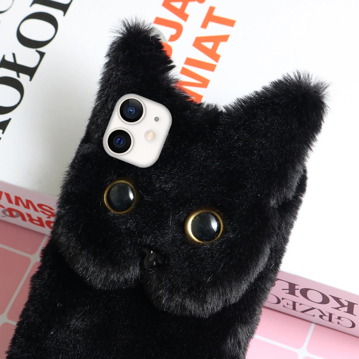 Plush Lovely Cat Phone Cover Chic Phone Protective Case Compatible for iPhone 11