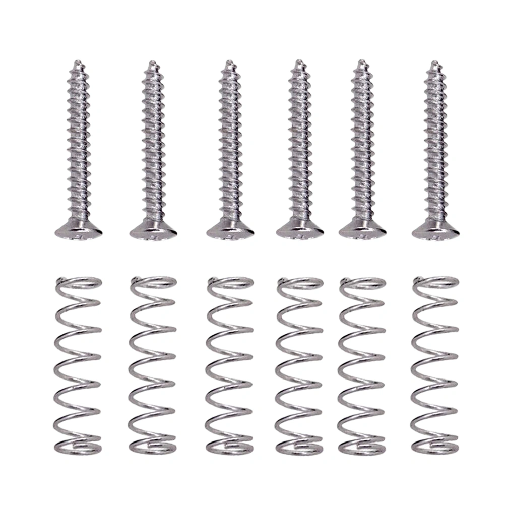 Pack of 6 Electric Guitar Single Coil Pickup Screws with Springs (Silver)