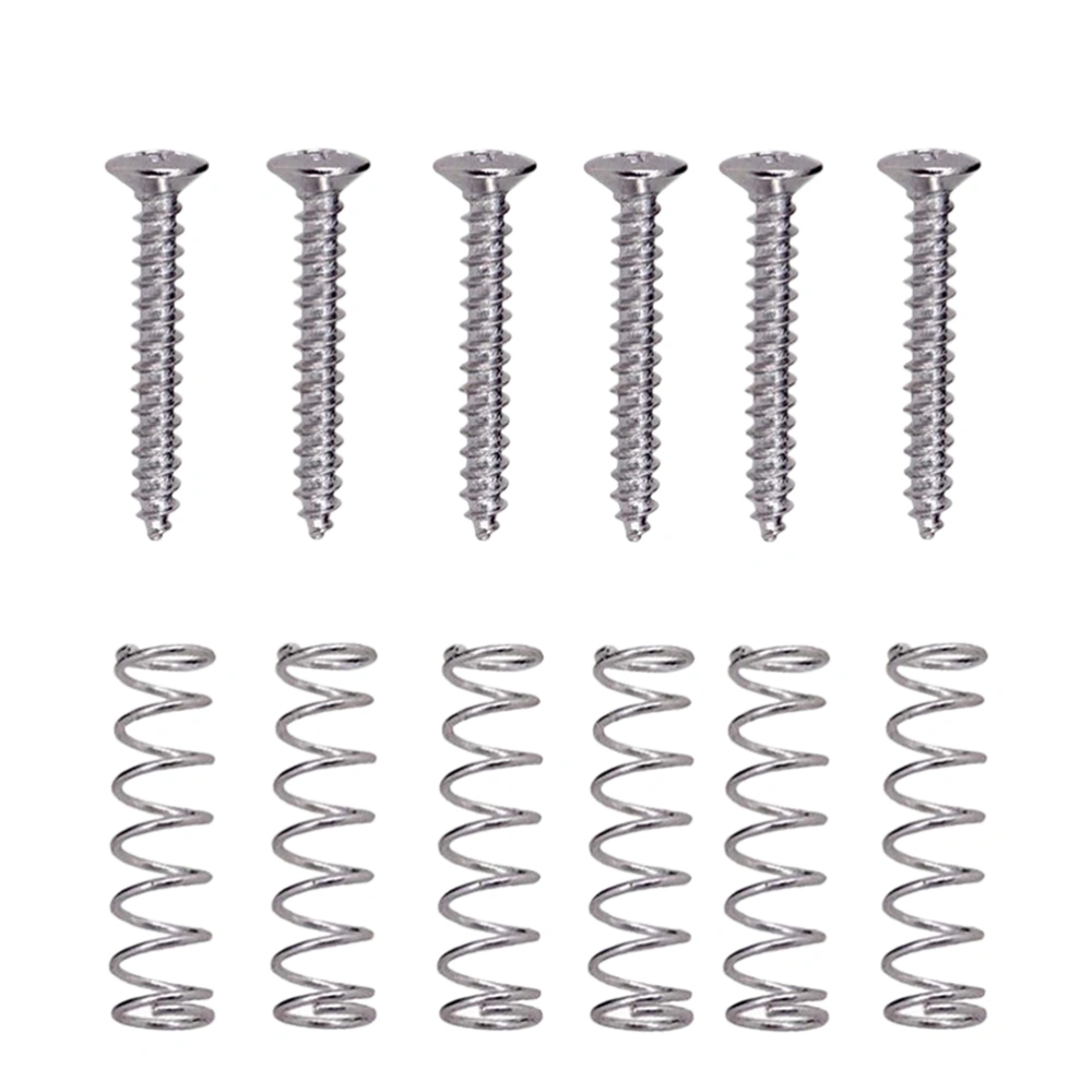 Pack of 6 Electric Guitar Single Coil Pickup Screws with Springs (Silver)