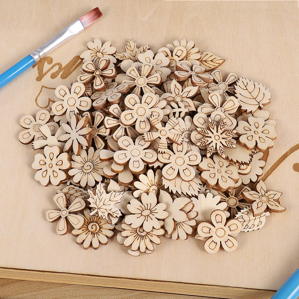 Healifty 100pcs 20mm DIY Doodle Educational Toy Small Natural Wooden Slice Scrapbooking Embellishments DIY Craft Decor (Mixed Pattern)