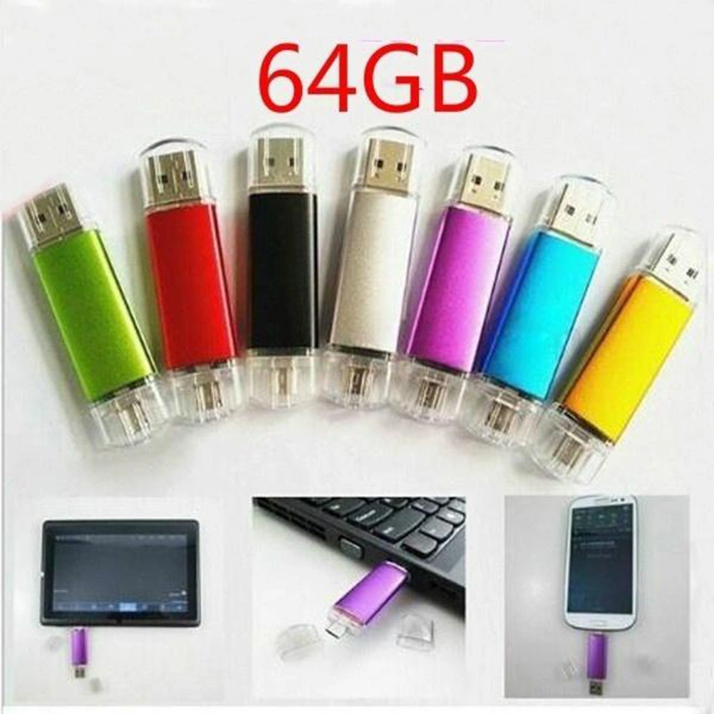 64G OTG USB Flash Drive Dual Micro USB Flash Pen Drive Memory Stick USB 2.0 Disk (Green)