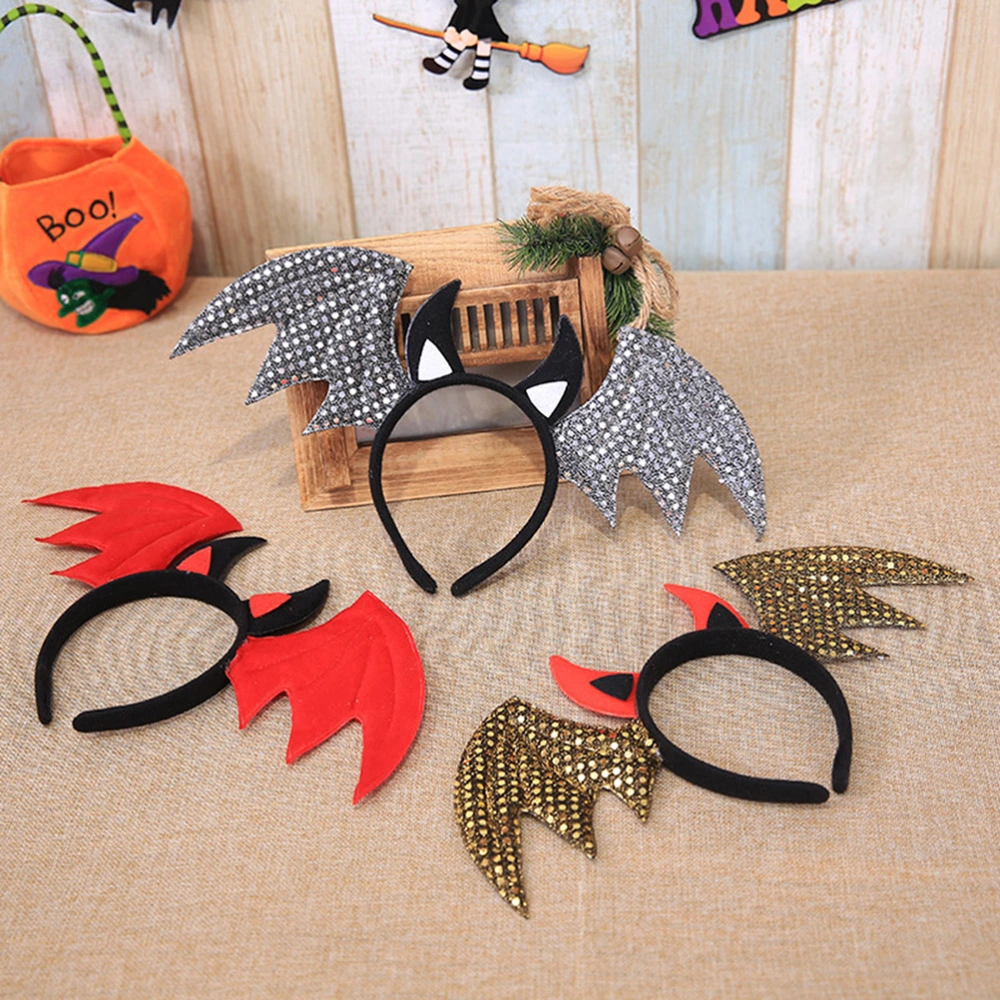 Baby Kids Bat Headband Ear Hair Band Bat Ears Wings Halloween Christmas Party Children Headwear Hair Accessories (Black and Red)