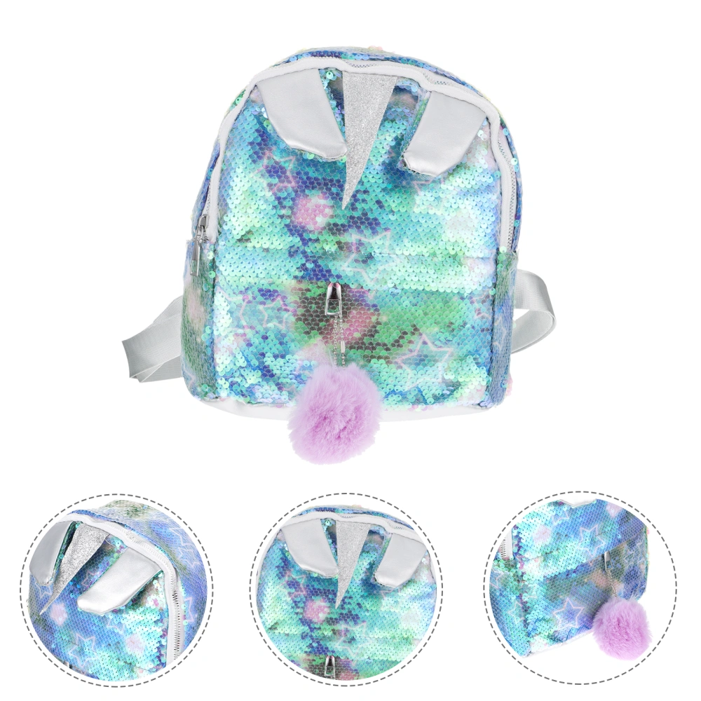 1 Pc Sequins Unicorn Backpack Personality Travel  Backpack Glitter Backpack