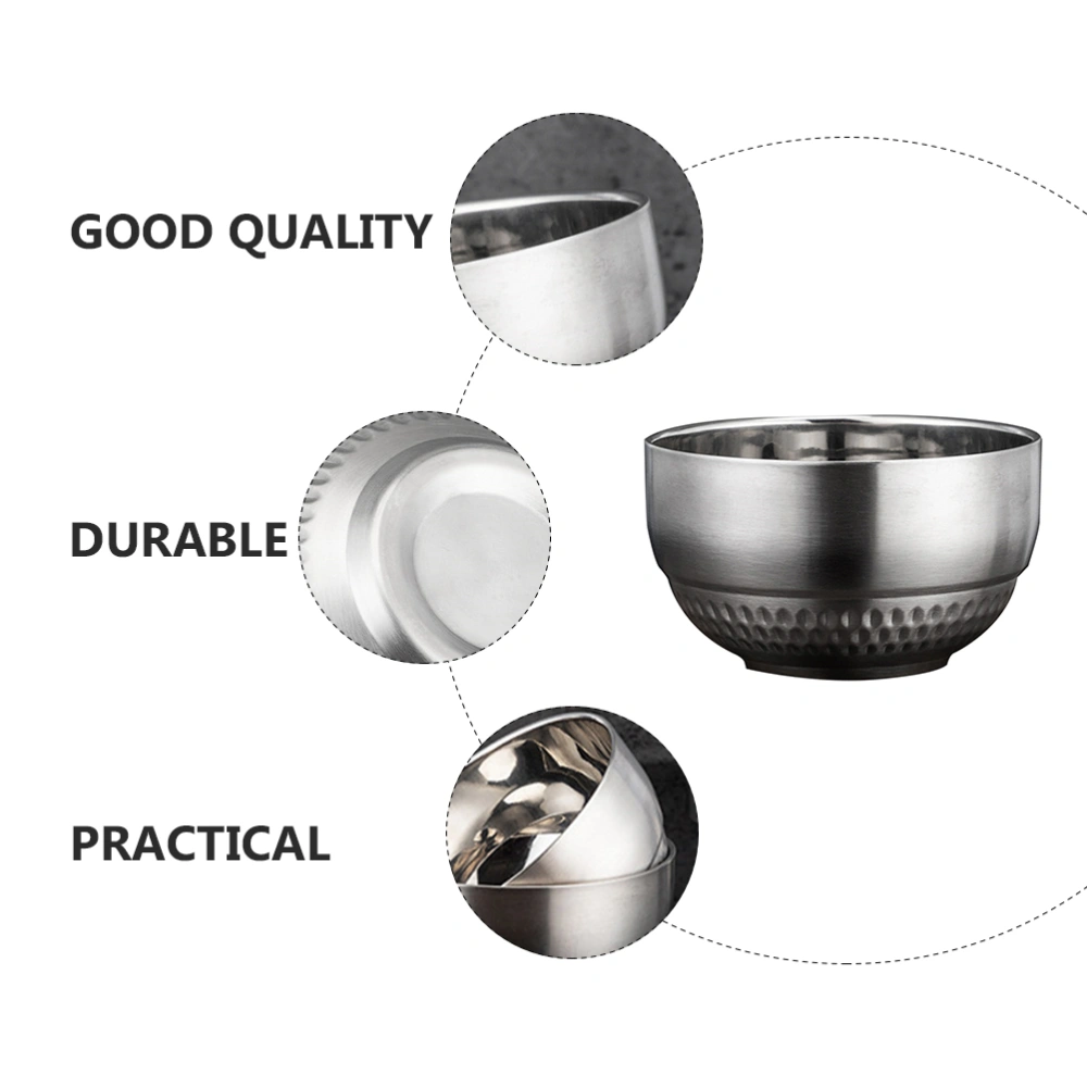 1Pc Stainless Steel Salad Bowl Double Insulation Bowl Soup Bowl (Silver)