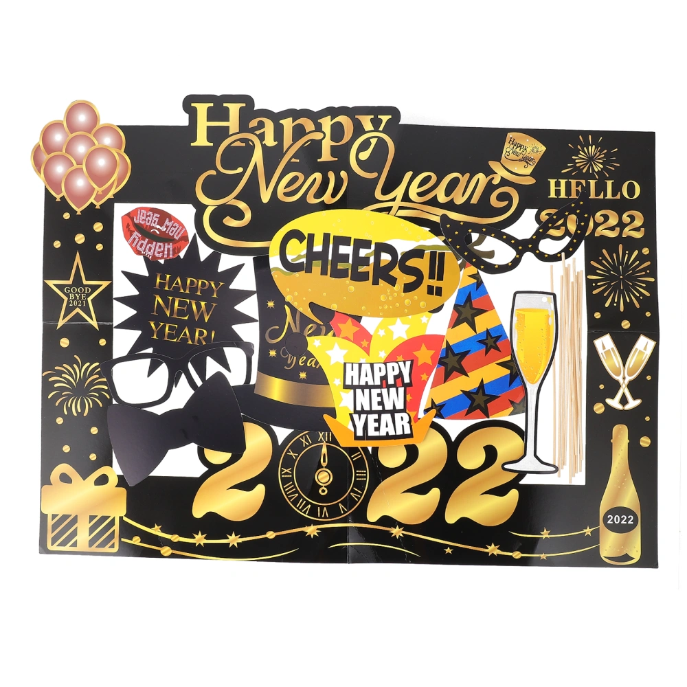 1 Set New Year Party Photo Props Decorative 2022 Glasses Party Supplies