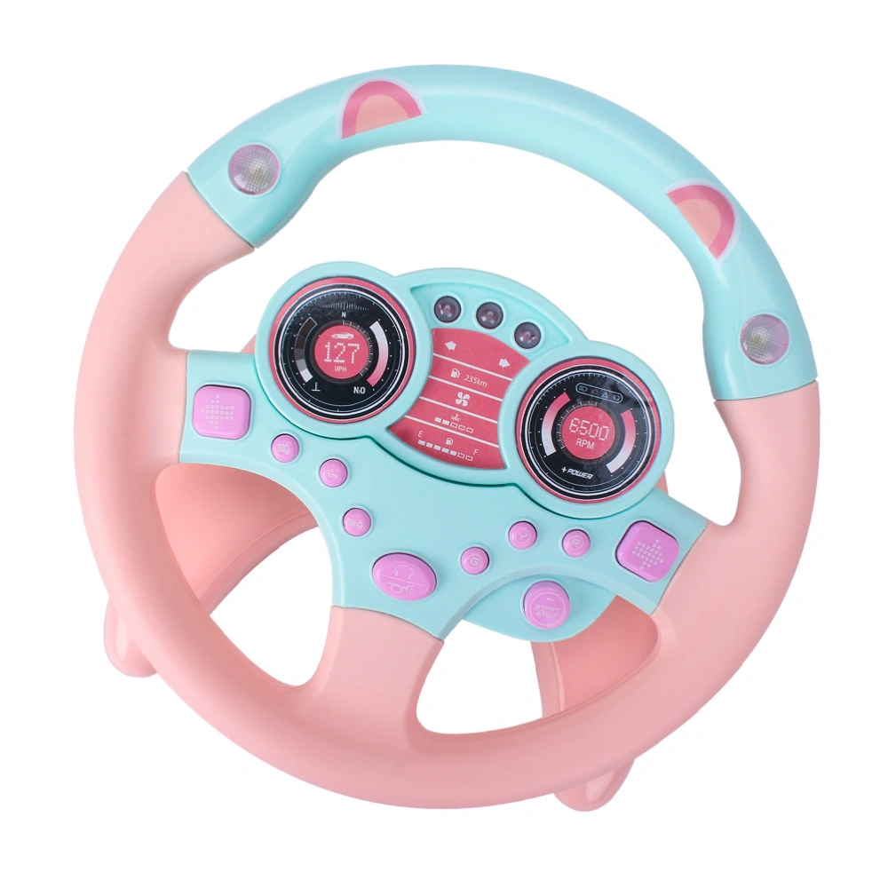 1Pc Fake Steering Wheel Simulation Steering Wheel Toy Educational Toy (Pink)