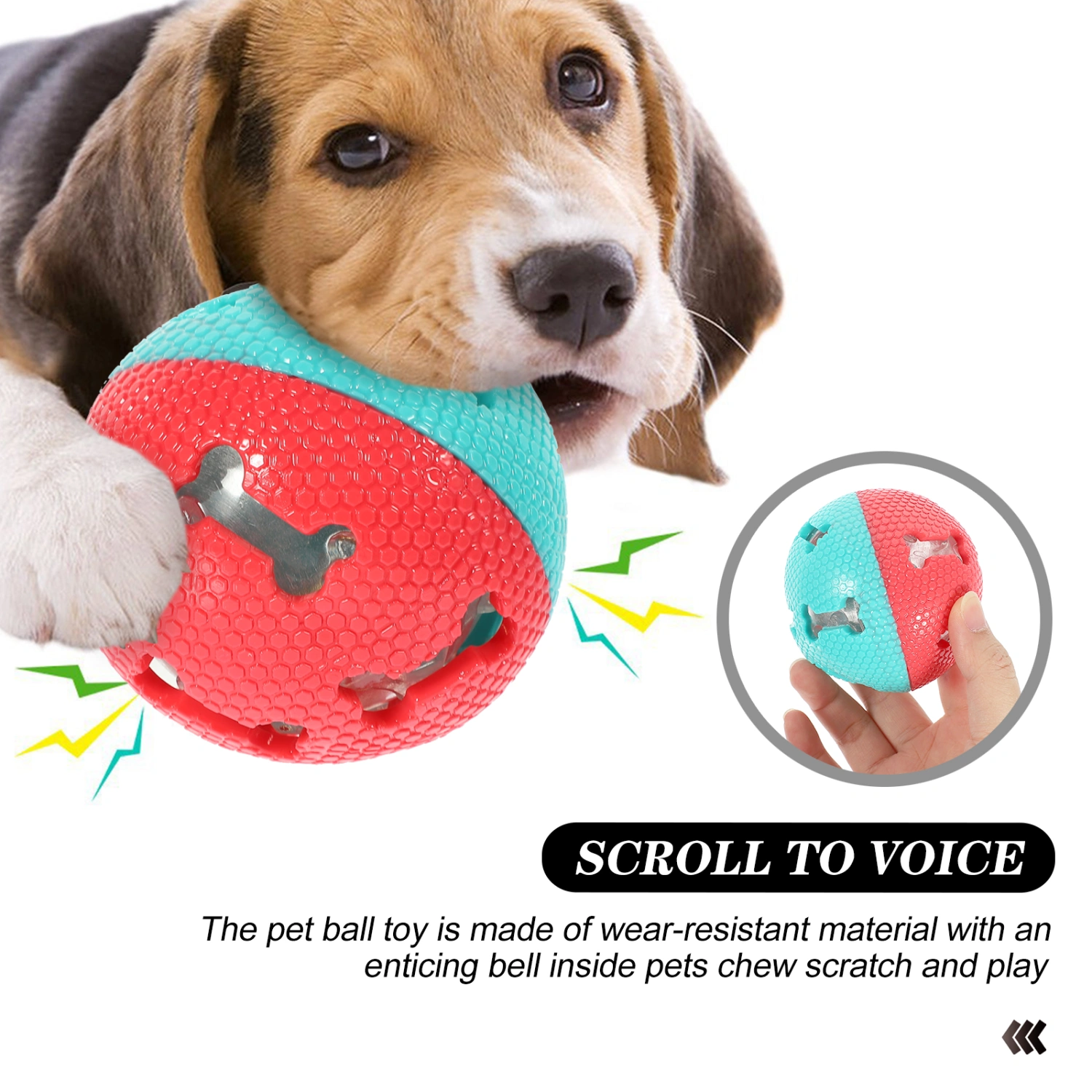 Dog Chew Ball Puppy Squeaky Ball Toy Bite-resistant Ball Toy Portable Dog Biting Toy Dog Toy