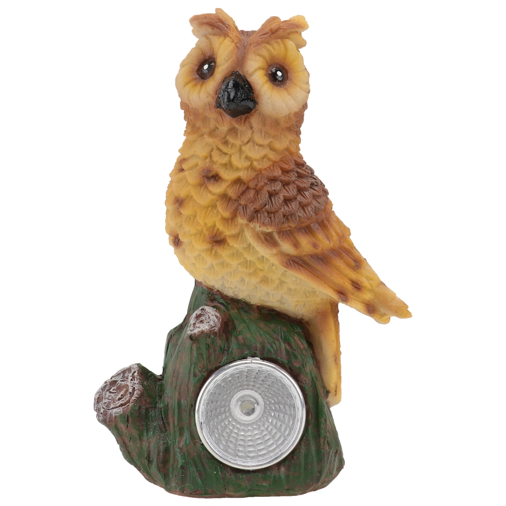 1Pc Decorative Solar Lamp Garden Owl Statue Night Light Adornment (Yellow)