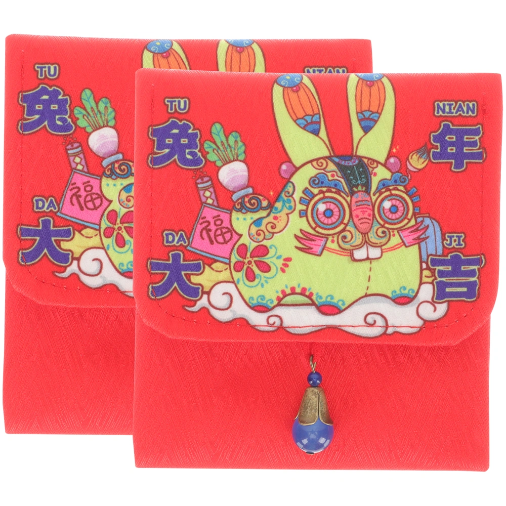 2Pcs Spring Festive Cloth Red Packet 2023 Rabbit Year Money Pockets for Party Wedding