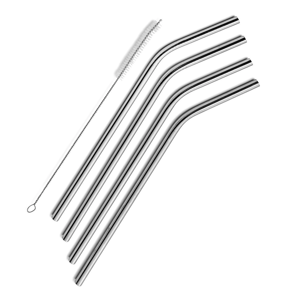 4pcs Stainless Steel Drinking Straws Reusable Curved Straws for 30oz with 1 Cleaners
