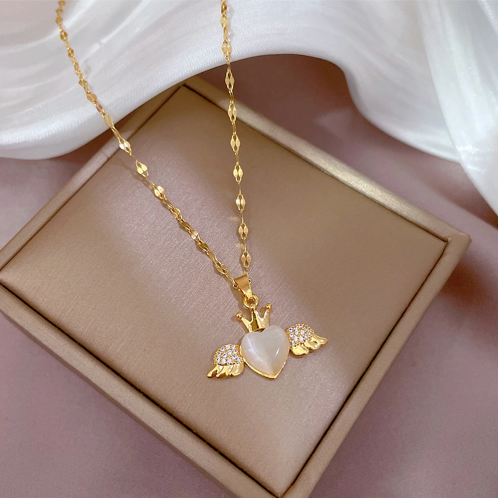 Angel Wing Pendant Heart Necklace Women Clavicle Chain Delicate Jewelry Gifts