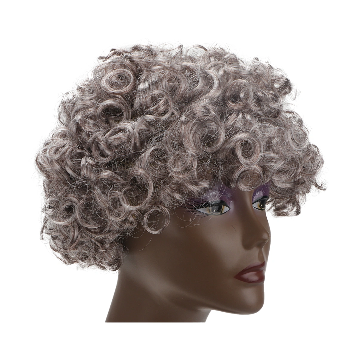 Light Grey Fluffy Grandma Wig Funny Cosplay Party Dress Up Wig Masquerade Outfit Performance Props for Carnival Cosplay Adult