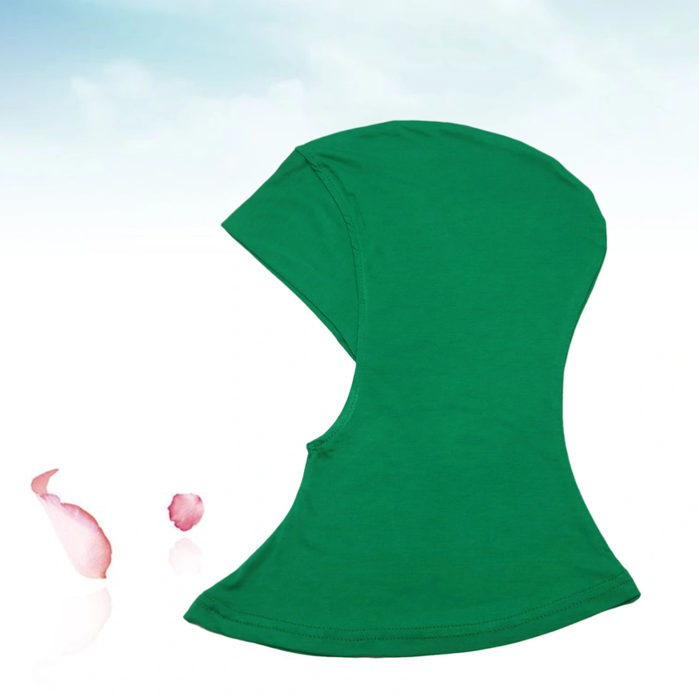 Women Adjustable Muslim Hijab Neck Cover Scarf Bonnet Inner Hijab Full Cover Bone Lady Islamic Muslim Headwear (35x24cm, Green)