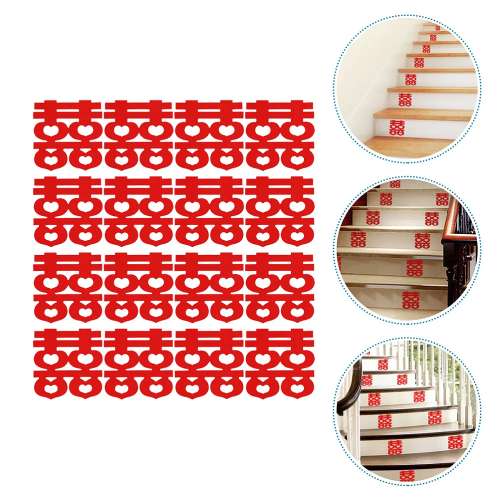 90Pcs Non-woven Stair Decoration Steps Stcickers Wedding Party Supplies (Red)