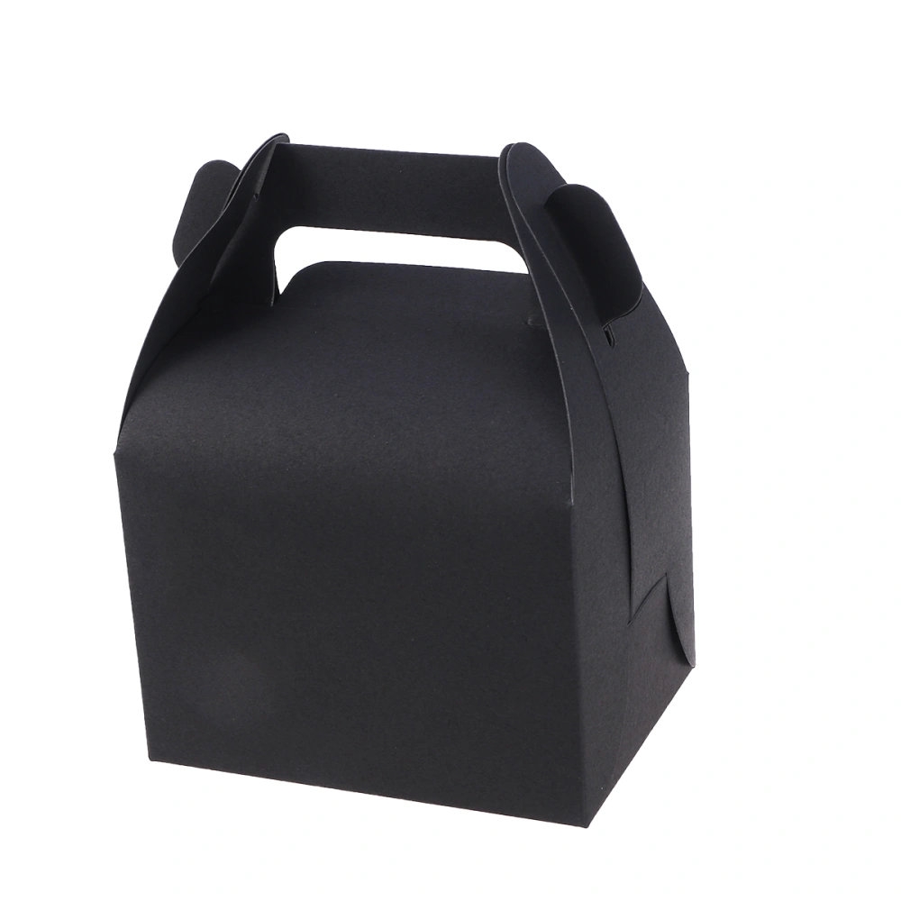 20pcs Tote Bag Style Gift Packaging Box Kraft Paper Candy Wrapping Box Party Dessert Gift Boxes Black