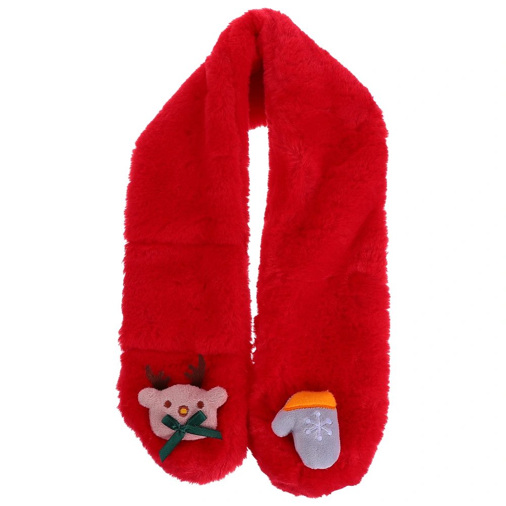 1Pc Christmas Children Cartoon Plush Scarf Winter Warm Cross Tie Neck Warmer